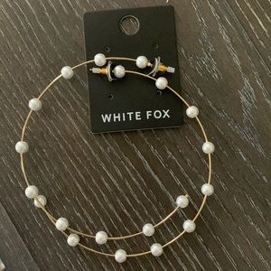 White Fox Simply Yours pearl hoop earrings